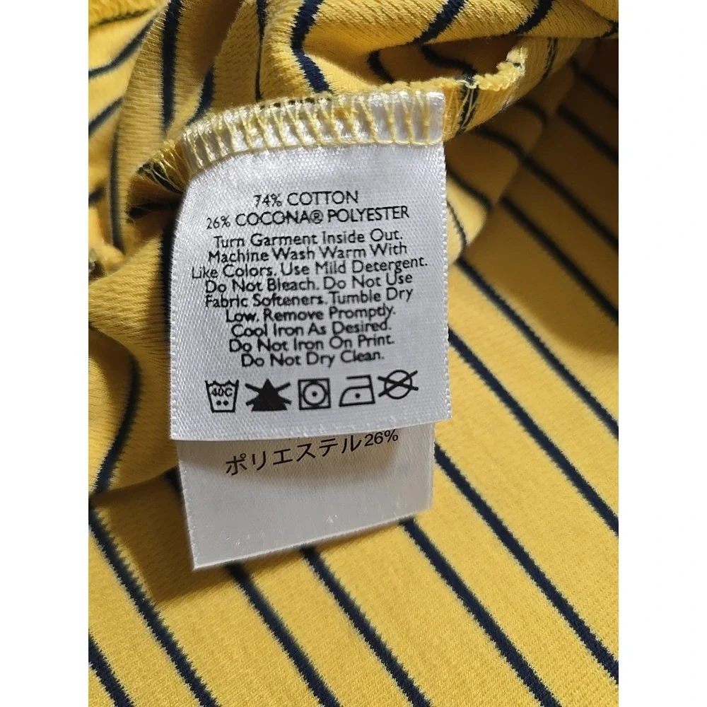Eddie Bauer Men‎ Large Yellow Stripe Polo Short Sleeve Shirt